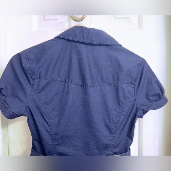 Express Dark Blue Short Sleeve Western Take, adjustable waist - Picture 6 of 12